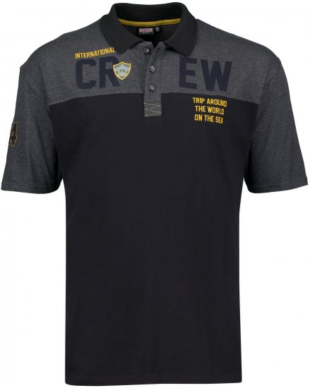 Adamo Crew Printed Jersey Poloshirt Charcoal - Polo shirts - Grote Maten Poloshirts Heren