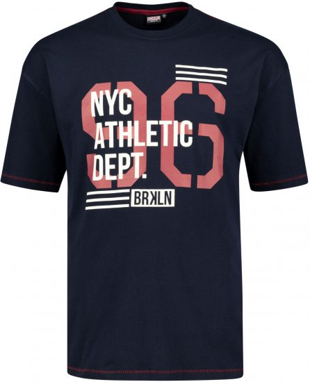 Adamo BRKLN Comfort Fit Printed T-shirt Navy - T-shirts - Grote Maten T-shirts Heren