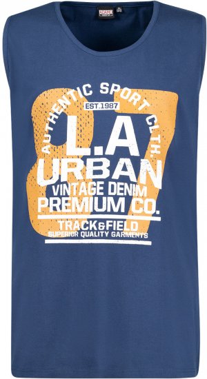 Adamo Urban Comfort Fit Printed Tank-top Denim Blue - T-shirts - Grote Maten T-shirts Heren