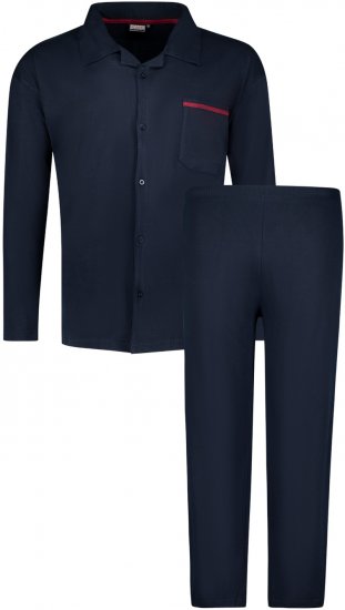 Adamo Benno Buttoned Long sleeve Pyjama Navy - Ondergoed & zwem - Grote Maten Ondergoed Heren