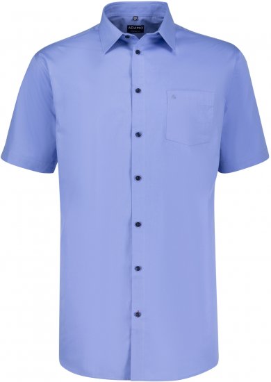 Adamo Warren Comfort Fit Short Sleeve Shirt Medium Blue - Overhemden - Overhemden Grote Maten Heren