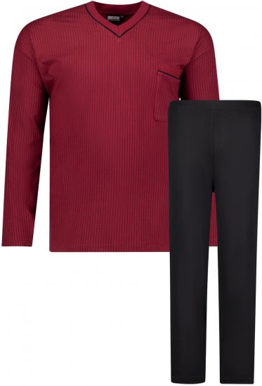 Adamo Gustav Long sleeve Pyjama Burgundy - Ondergoed & zwem - Grote Maten Ondergoed Heren
