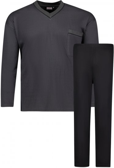 Adamo Gustav Long sleeve Pyjama Charcoal - Ondergoed & zwem - Grote Maten Ondergoed Heren