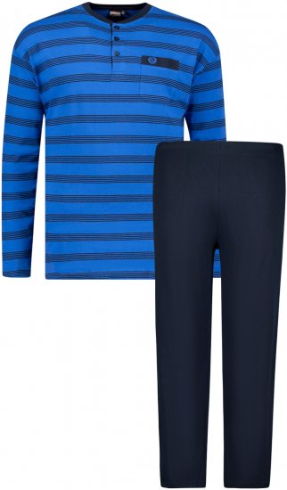 Adamo Alex Serafino Long sleeve Pyjama Royal Blue - Ondergoed & zwem - Grote Maten Ondergoed Heren
