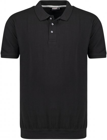 Adamo Kadir Polo Shirt with Cuffed Hem Black - Polo shirts - Grote Maten Poloshirts Heren
