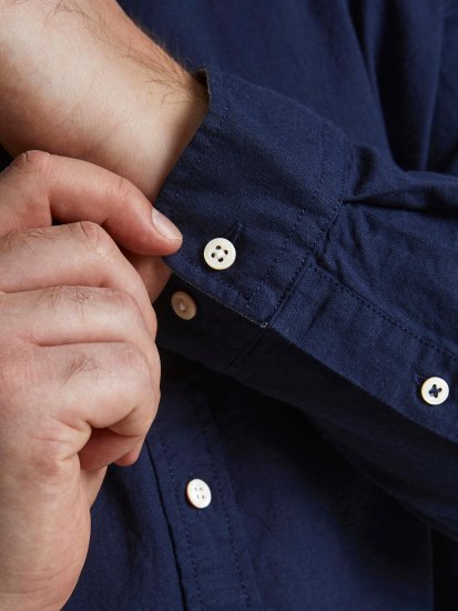 Jack & Jones Summer Shirt L/S Navy - Overhemden - Overhemden Grote Maten Heren