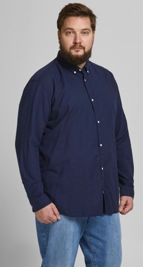 Jack & Jones Summer Shirt L/S Navy - Overhemden - Overhemden Grote Maten Heren