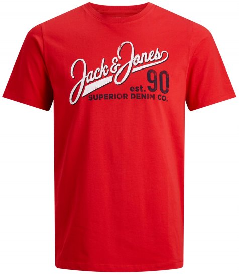 Jack & Jones Elogo T-Shirt True Red - T-shirts - Grote Maten T-shirts Heren