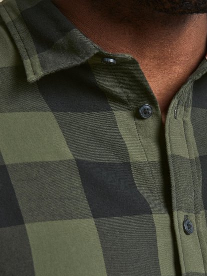 Jack & Jones Gingham L/S Shirt Dusty Olive - Overhemden - Overhemden Grote Maten Heren