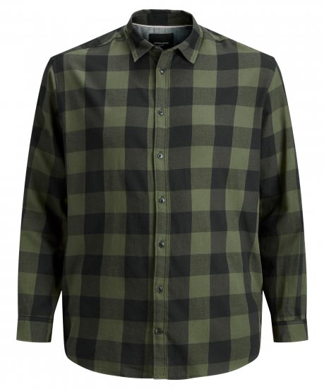 Jack & Jones Gingham L/S Shirt Dusty Olive - Overhemden - Overhemden Grote Maten Heren