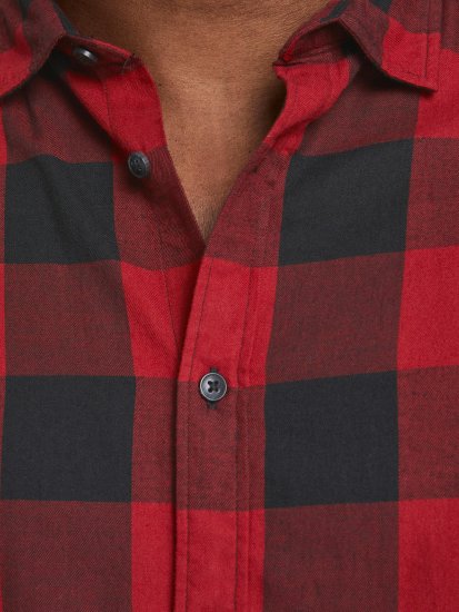 Jack & Jones Gingham Shirt L/S Brick Red - Overhemden - Overhemden Grote Maten Heren