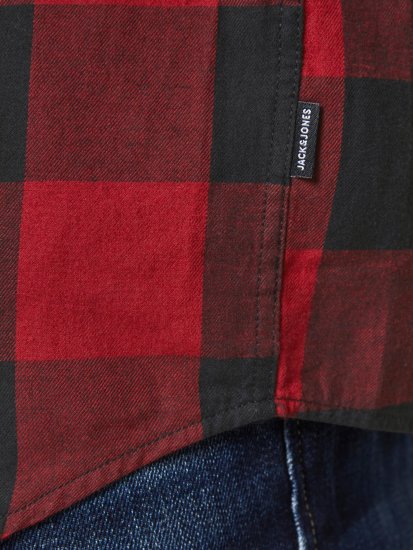 Jack & Jones Gingham Shirt L/S Brick Red - Overhemden - Overhemden Grote Maten Heren