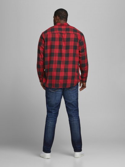 Jack & Jones Gingham Shirt L/S Brick Red - Overhemden - Overhemden Grote Maten Heren