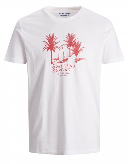 Jack & Jones Streams T-shirt White/Rose - T-shirts - Grote Maten T-shirts Heren