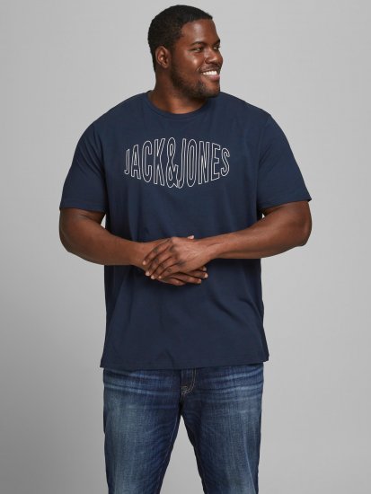 Jack & Jones Preston Crew Neck T-Shirt Navy - T-shirts - Grote Maten T-shirts Heren