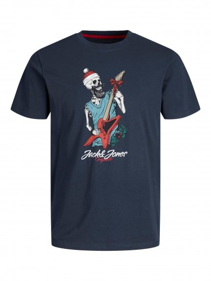 Jack & Jones JORFESTIVE Xmas Skull T-shirt Navy - T-shirts - Grote Maten T-shirts Heren