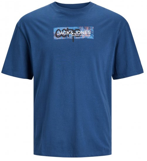 Jack & Jones JCOAOP PRINT T-Shirt Ensign Blue - T-shirts - Grote Maten T-shirts Heren
