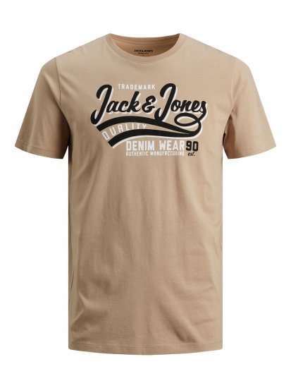 Jack & Jones JJELOGO TEE Beige - T-shirts - Grote Maten T-shirts Heren