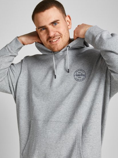 Jack & Jones JJESHARK SWEAT Hoodie Light Grey - Sweaters & hoodies - Sweaters & Hoodies Grote Maten Heren