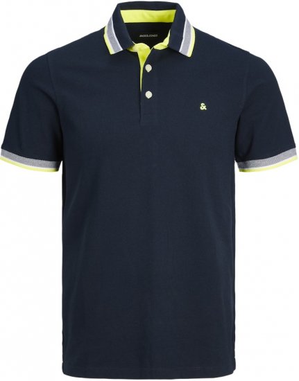 Jack & Jones PAULOS Short Sleeve Polo Navy Blazer/NEON - Polo shirts - Grote Maten Poloshirts Heren