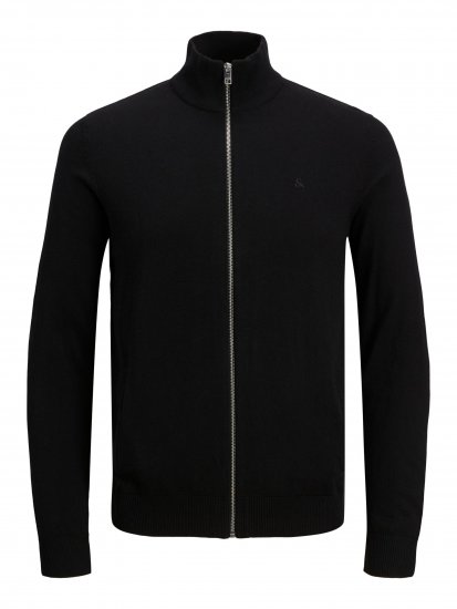 Jack & Jones JJEMIL Knit Turtle Zip Cardigan Black - Sweaters & hoodies - Sweaters & Hoodies Grote Maten Heren