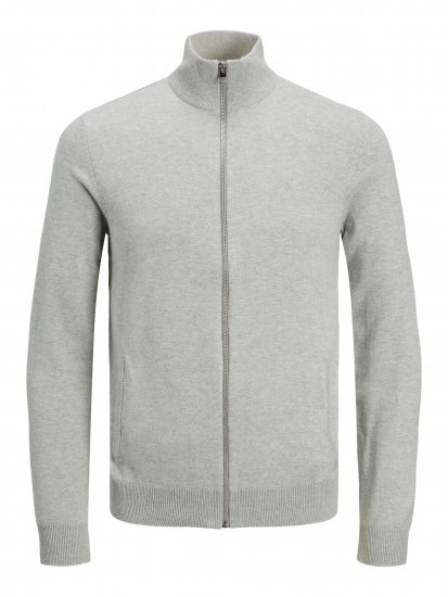 Jack & Jones JJEMIL Knit Turtle Zip Cardigan Light Grey - Sweaters & hoodies - Sweaters & Hoodies Grote Maten Heren