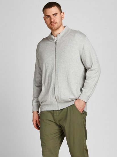 Jack & Jones JJEMIL Knit Turtle Zip Cardigan Light Grey - Sweaters & hoodies - Sweaters & Hoodies Grote Maten Heren