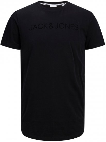 Jack & Jones JJHUGO FLOCK TEE Black - T-shirts - Grote Maten T-shirts Heren