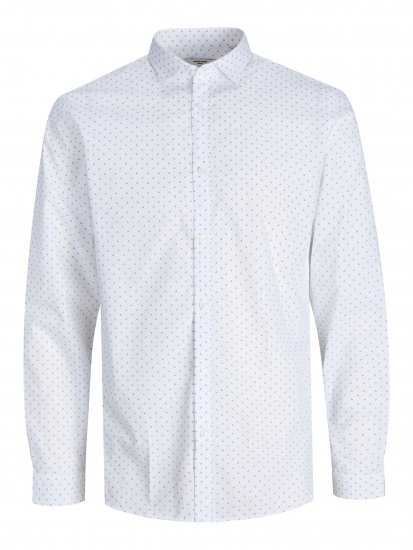Jack & Jones JPRBLACARDIFF Print Shirt LS White - Overhemden - Overhemden Grote Maten Heren