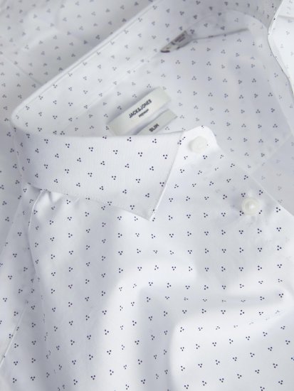 Jack & Jones JPRBLACARDIFF Print Shirt LS White - Overhemden - Overhemden Grote Maten Heren