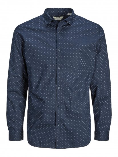 Jack & Jones JPRBLACARDIFF Print Shirt LS Navy - Overhemden - Overhemden Grote Maten Heren