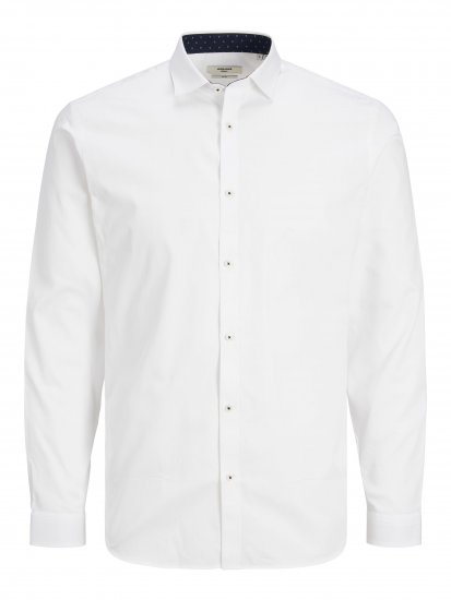 Jack & Jones JPRBLACARDIFF CONTRAST Shirt LS White - Overhemden - Overhemden Grote Maten Heren