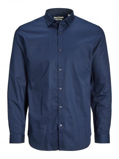 Jack & Jones JPRBLACARDIFF CONTRAST Shirt LS Navy - Overhemden - Overhemden Grote Maten Heren