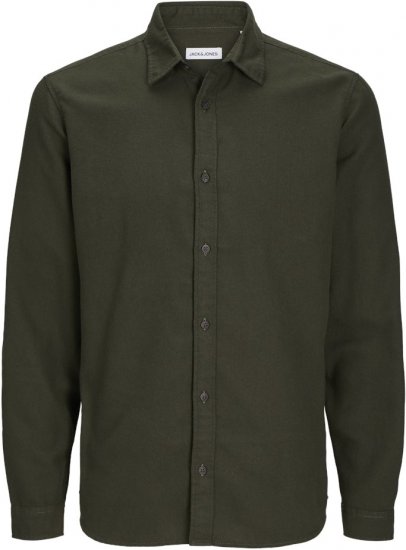 Jack & Jones JOSHUA LS Flannel Shirt Solid Green - Overhemden - Overhemden Grote Maten Heren