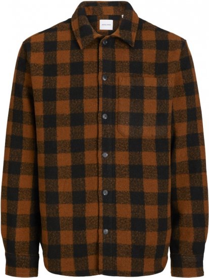Jack & Jones ZAC Brushed Long Sleeve Overshirt Brown - Overhemden - Overhemden Grote Maten Heren