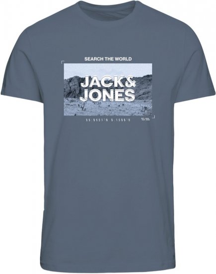 Jack & Jones RAY Photo T-Shirt Flint Stone Blue - T-shirts - Grote Maten T-shirts Heren