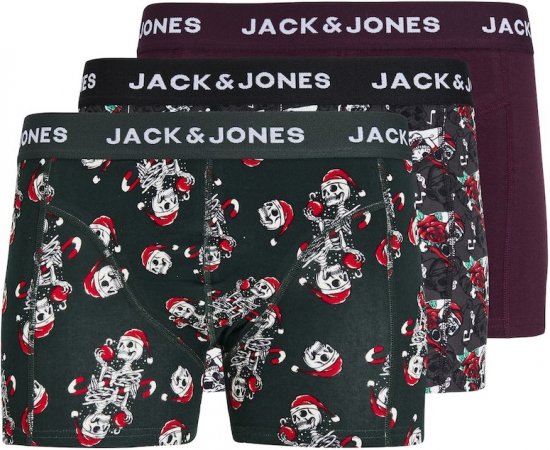 Jack & Jones XMAS Skull Trunks 3-Pack Green/Grey/Red - Ondergoed & zwem - Grote Maten Ondergoed Heren