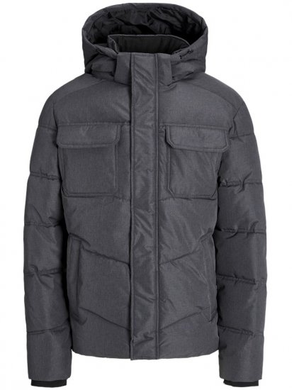 Jack & Jones Morgan Puffer Jacket Dark Grey Melange - Jassen - Grote Maten Herenjassen