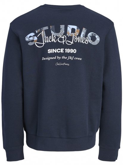 Jack & Jones Yuki Back Print Crew Neck Sweatshirt Sky Captain - Sweaters & hoodies - Sweaters & Hoodies Grote Maten Heren