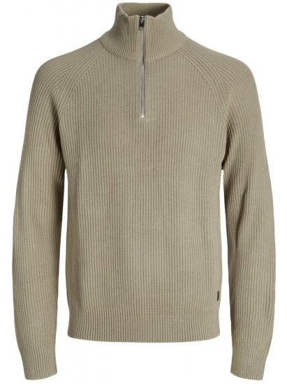 Jack & Jones Pannel Knit Half Zip Pullover Crockery - Sweaters & hoodies - Sweaters & Hoodies Grote Maten Heren