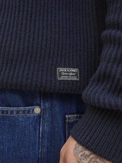 Jack & Jones Pannel Roll Neck Knit Pullover Sky Captain - Sweaters & hoodies - Sweaters & Hoodies Grote Maten Heren