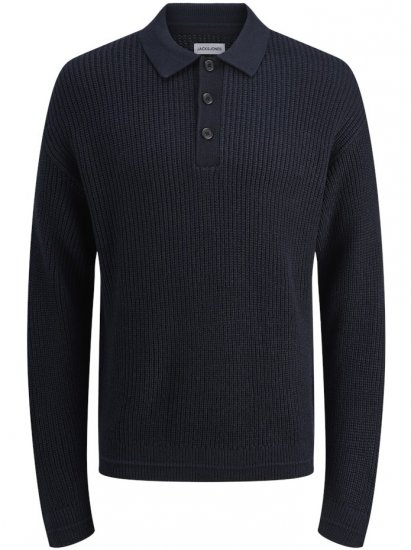 Jack & Jones Kaito Knit Polo Pullover Sky Captain - Sweaters & hoodies - Sweaters & Hoodies Grote Maten Heren
