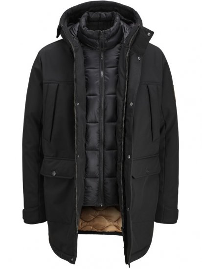 Jack & Jones Finn Softshell Parka Black - Jassen - Grote Maten Herenjassen