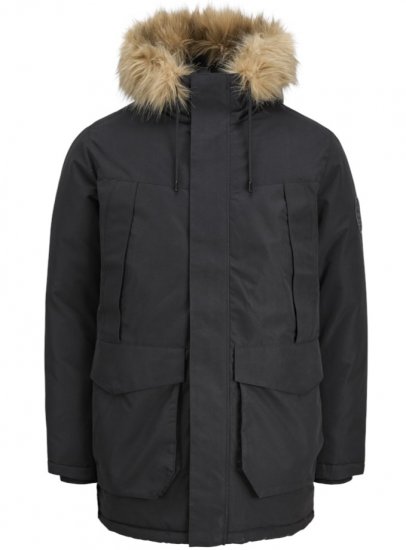 Jack & Jones Camp Faux Fur Parka Black - Jassen - Grote Maten Herenjassen