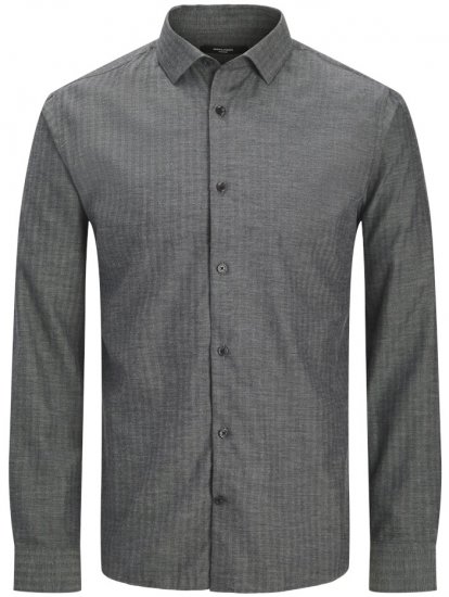 Jack & Jones Parker Melange Long Sleeve Shirt Black - Overhemden - Overhemden Grote Maten Heren