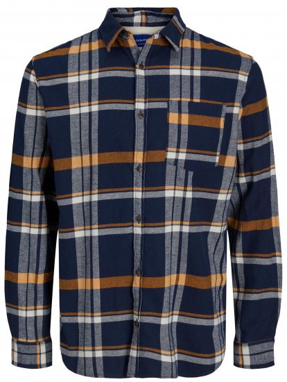 Jack & Jones JOROWEN CHECK COMFORT Shirt Navy - Overhemden - Overhemden Grote Maten Heren