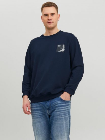 Jack & Jones JCOFILO Crew Neck Sweater with Back Print Navy Blazer - Sweaters & hoodies - Sweaters & Hoodies Grote Maten Heren