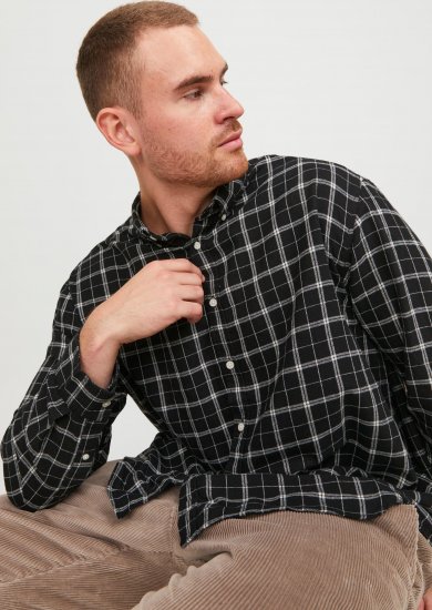 Jack & Jones JORCOZY FLANNEL CHECK SHIRT LS Black - Overhemden - Overhemden Grote Maten Heren