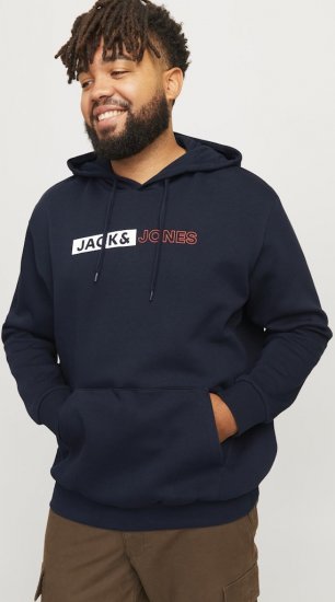 Jack & Jones CORP LOGO PLAY 5 Print Hoodie Navy Blazer - Sweaters & hoodies - Sweaters & Hoodies Grote Maten Heren
