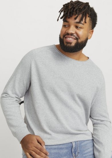 Jack & Jones HILL Knitted Sweater Light Grey Melange - Sweaters & hoodies - Sweaters & Hoodies Grote Maten Heren
